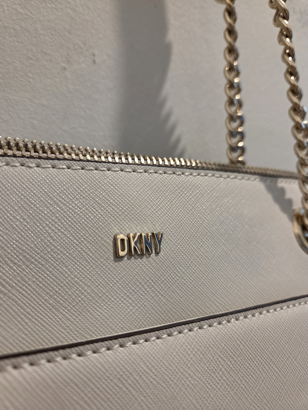 DKNY Cream Purse with Gold Chain Straps